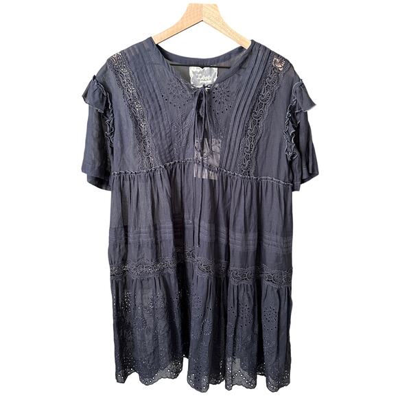 Johnny Was Love Navy Eyelet Tunic Dress - Small NWT - Picture 1 of 9